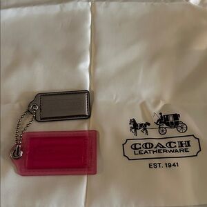 Two Coach Hangtags with a Coach Dust Cover coach Poppy hangtag clear large